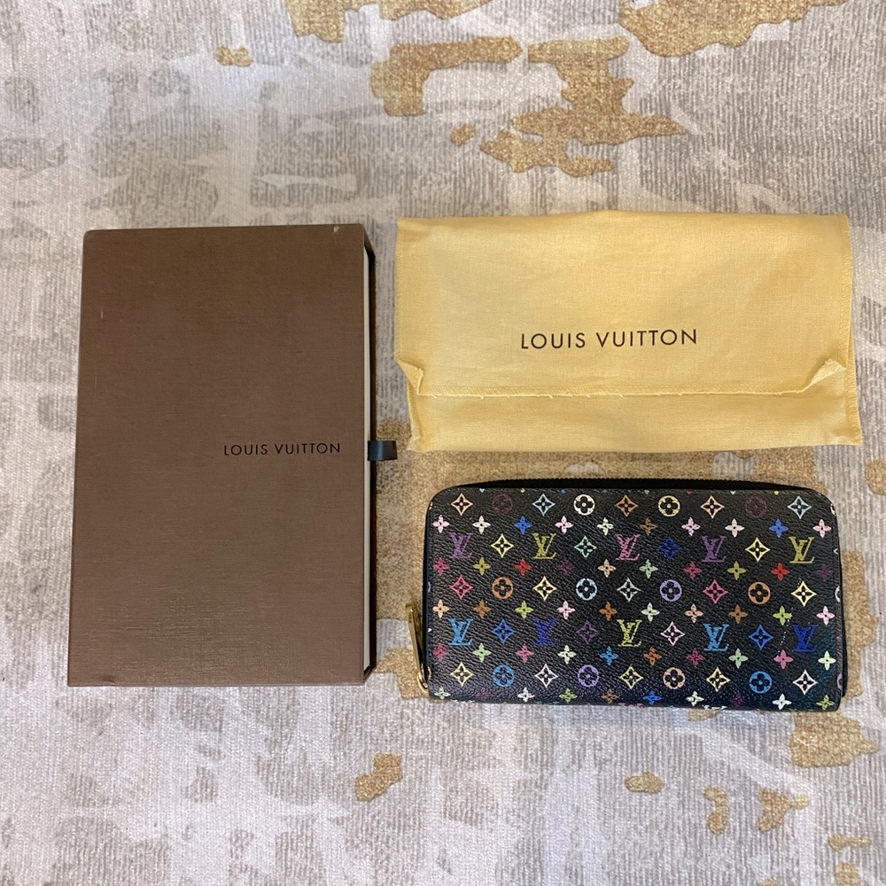 Limited Edition Louis Vuitton Multi Colour Zippy Wallet in black